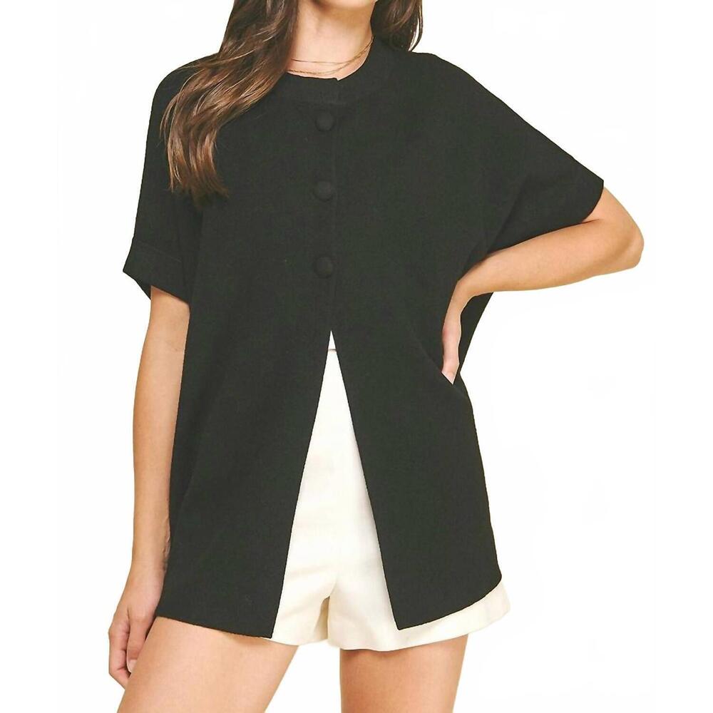 NEW PINCH open front knit cape cardigan in black